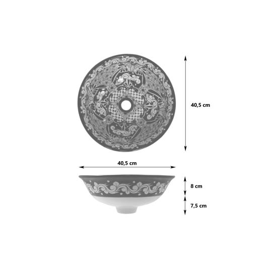 cierna biela dekorativna vzorovana rucne malovana keramicka umyvadlova misa okruhla na pult stredomorska kupelna lameridiana interierovy dizajn kupelna 2.jpg